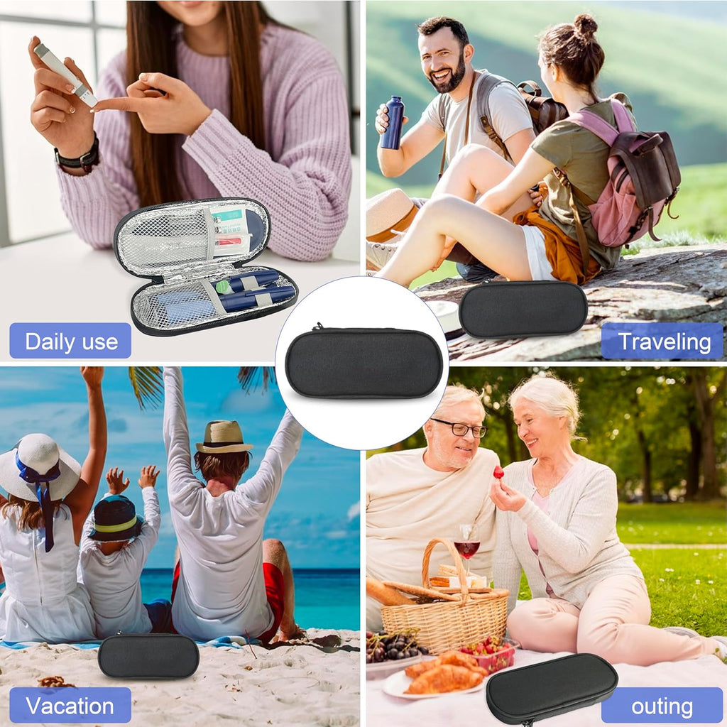 Insulin Pen Cooler Travel Case with TSA Approved Ice Packs,Diabetic Medication Insulated Cool Organizer,Insulin Pen and Other Diabetic Supplies, for the Daily Life and Trip Black