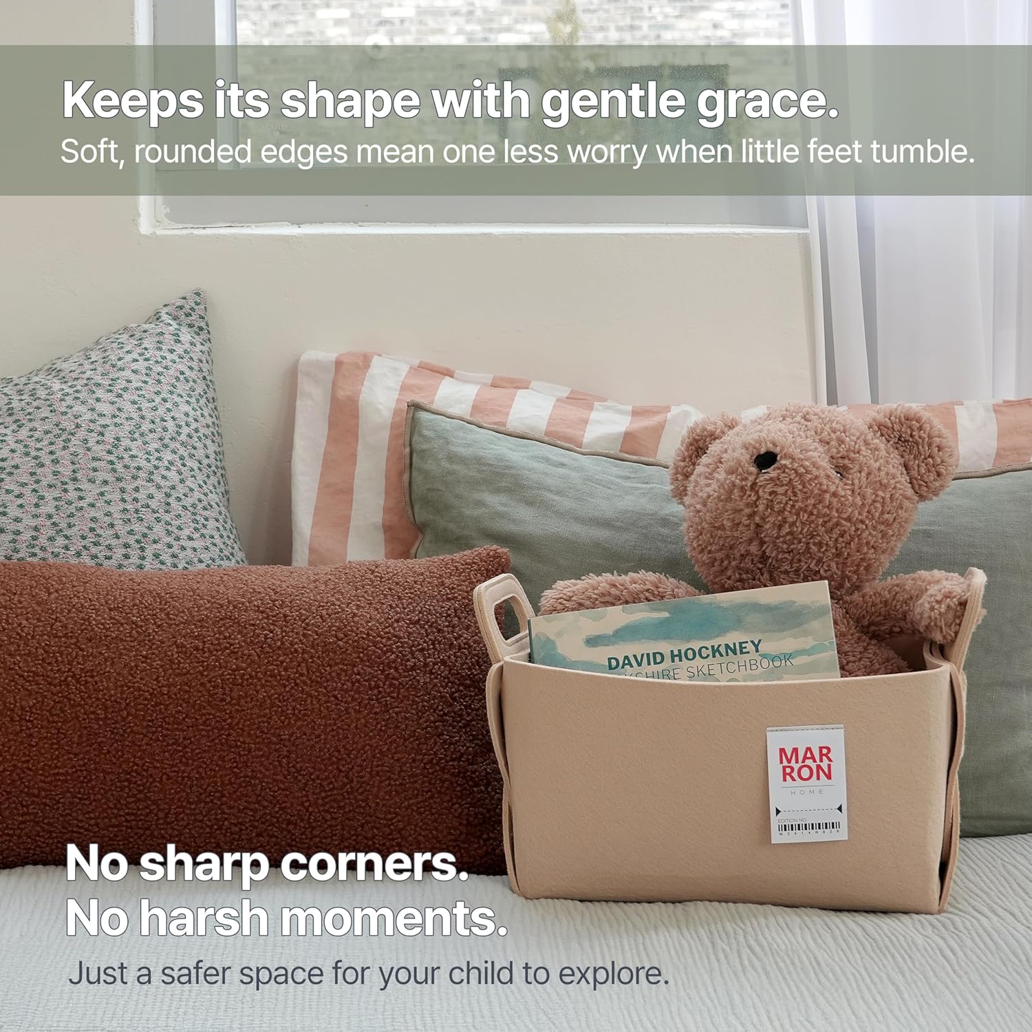 Collapsible Felt RED Storage Bin Large 14.6"x9.4"x9.4" – Foldable Basket with Handles for Closet, Laundry Room Organization, Toy Storage, Decorative Storage Bins for Shelves, Nursery Storage