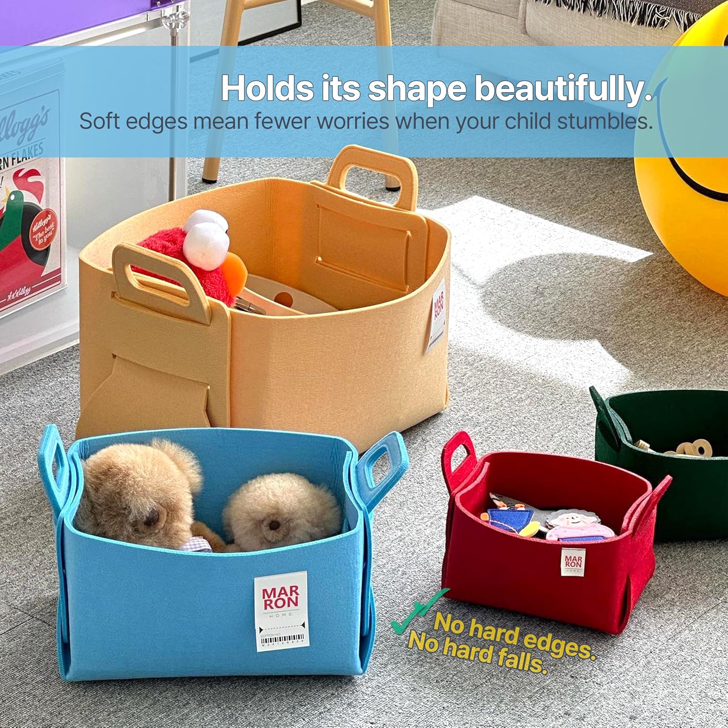 Collapsible Felt CHOCOBROWN Storage Bin Medium 11"x7.1"x7.1" – Foldable Basket with Handles for Closet, Toy Storage, Laundry Room Organization, Decorative Storage Bins for Shelves, Cube