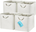 OrganiHaus 13x13 Cube Storage Bins 4 Pack, Foldable Cube Storage Organizer w/ Rope Handles, Collapsible Fabric Bins for Toys, Clothes & Closet Organization, Fabric Square Baskets - Off-White