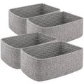4 Pack Small Storage Shelf Baskets for Organizing, Mini Woven Rope Storage Bins for Towels, Cute Decorative Closet Organizer，Baby Nursery, Gift Empty Baskets -11.81''Lx7.87''Wx4.72''H-Grey
