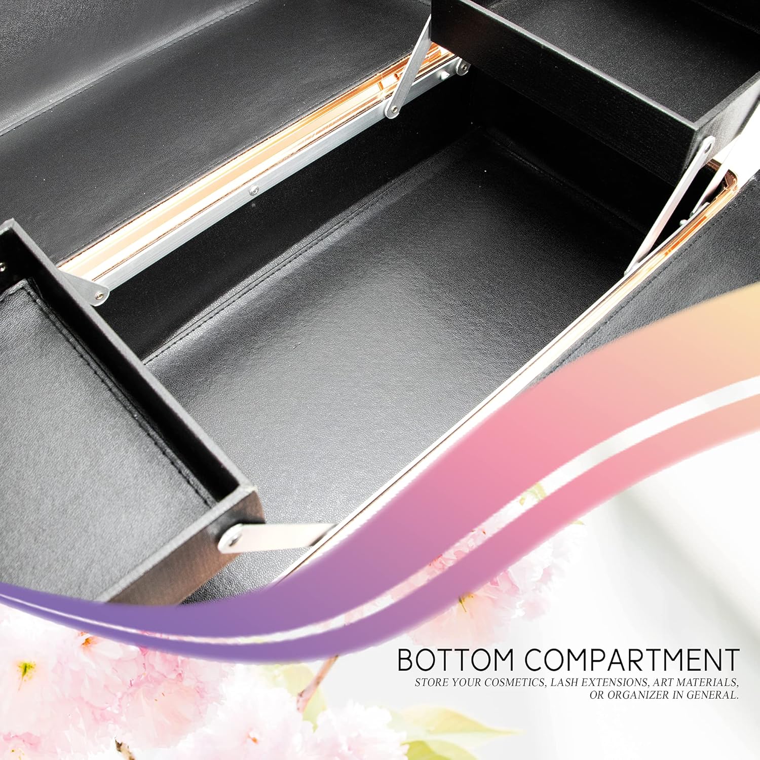 Ver Beauty Makeup Organizer, Cosmetic Travel Kit, Makeup Artist Supplies, 6-Tier Lockable Storage Box, Makeup Train Case, Aluminium Case, Lightweight & Portable Beauty Vanity (Rose Gold Glitter)