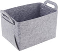 Storage Basket Felt Storage Bin Collapsible& Convenient Box Organizer with Carry Handles for Office Bedroom Closet Babies Nursery Toys Laundry (Light grey, 19.9inch（L）×13.6inch（W）×12.6inch（H）)