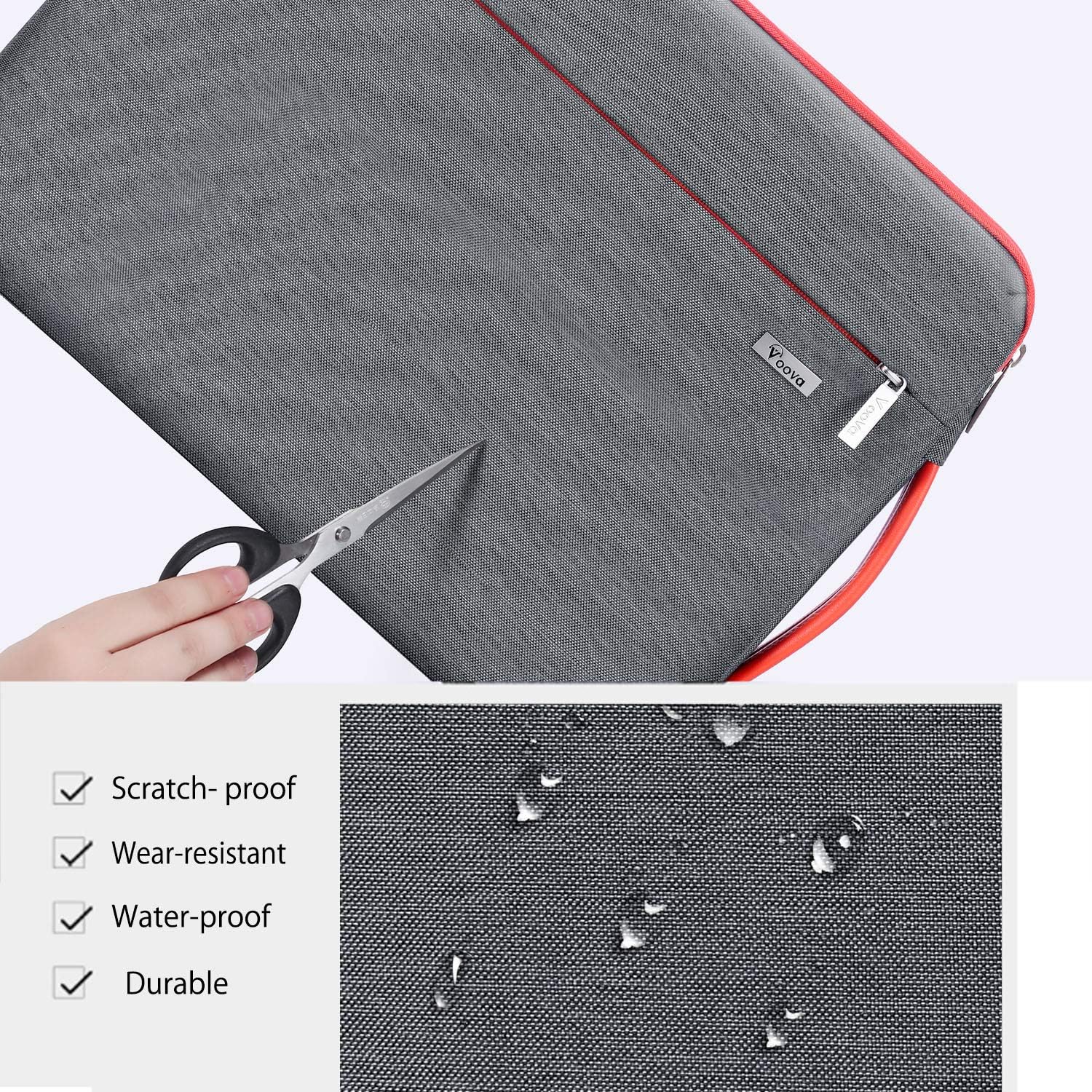 Voova Laptop Sleeve Case 13 13.6 Inch with Handle, 360°Protective Waterproof Slim Computer Bag Cover Compatible with MacBook Air 13 M1/M2/M3/M4 2020-2024, MacBook Pro 13, IPad Air/Pro 13, Grey