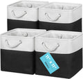 OrganiHaus 11x11 Cube Storage Bins 4 Pack, Foldable Cube Storage Organizer w/ Rope Handles, Collapsible Fabric Bins for Toys, Clothes & Closet Organization, Fabric Square Baskets - Black/White