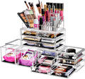 Sorbus Large Makeup Organizer - Clear Stackable Jewelry Makeup Organizer for Vanity, Bathroom Storage Display Case - 12 Drawers Cosmetic Beauty Organizers and Storage with Lipstick Makeup Brush Holder